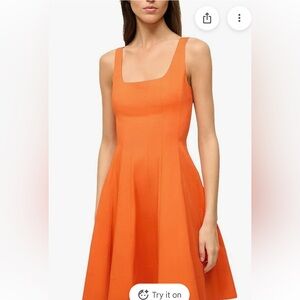STAUD Vibrant Orange Midi Dress